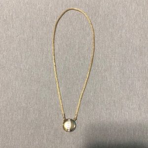 Tubular Mesh Chain with Crystal Linear Disc Pendant Necklace